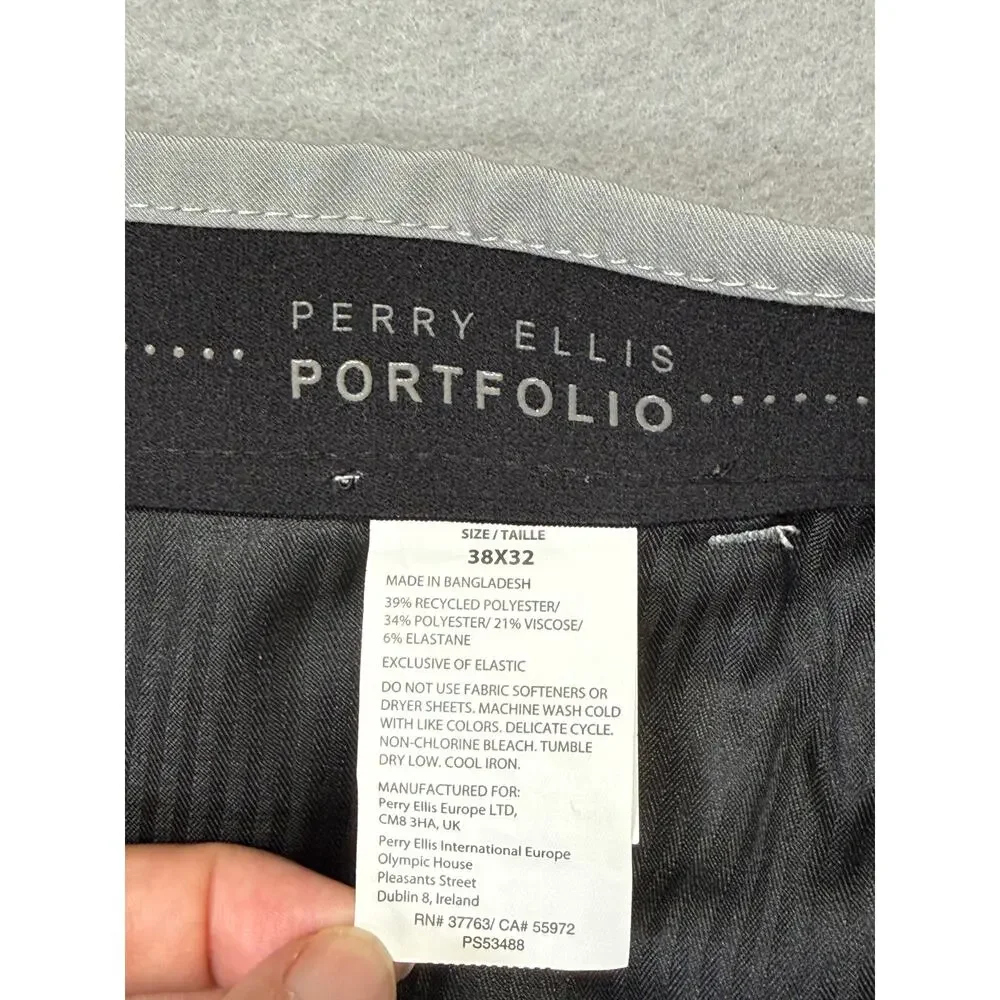 Perry Ellis Portfolio Men's Modern-Fit Stretch Pants Chiseled Stone 38x32 $95
